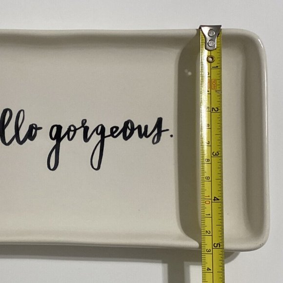 RAE DUNN HELLO GORGEOUS Platter Plate Dish Serving Vanity Tray Ceramic Coastal - Picture 6 of 9